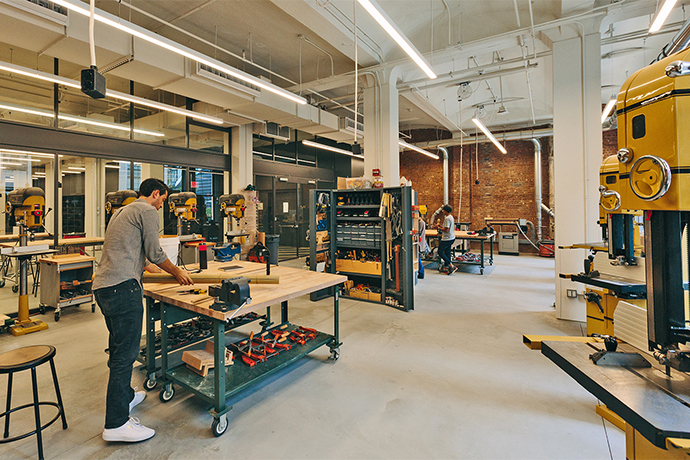 Students work on their projects in the making Center.